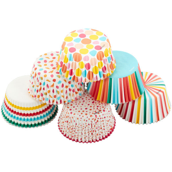 Wilton Rainbow, Striped and Polka Dot Standard Baking Cups, 150-Count