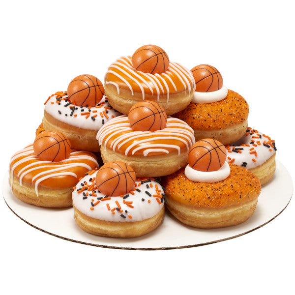 Basketball Rings 3D, Cupcake Decorations, Food Safe Cake Toppers – 12 Pack