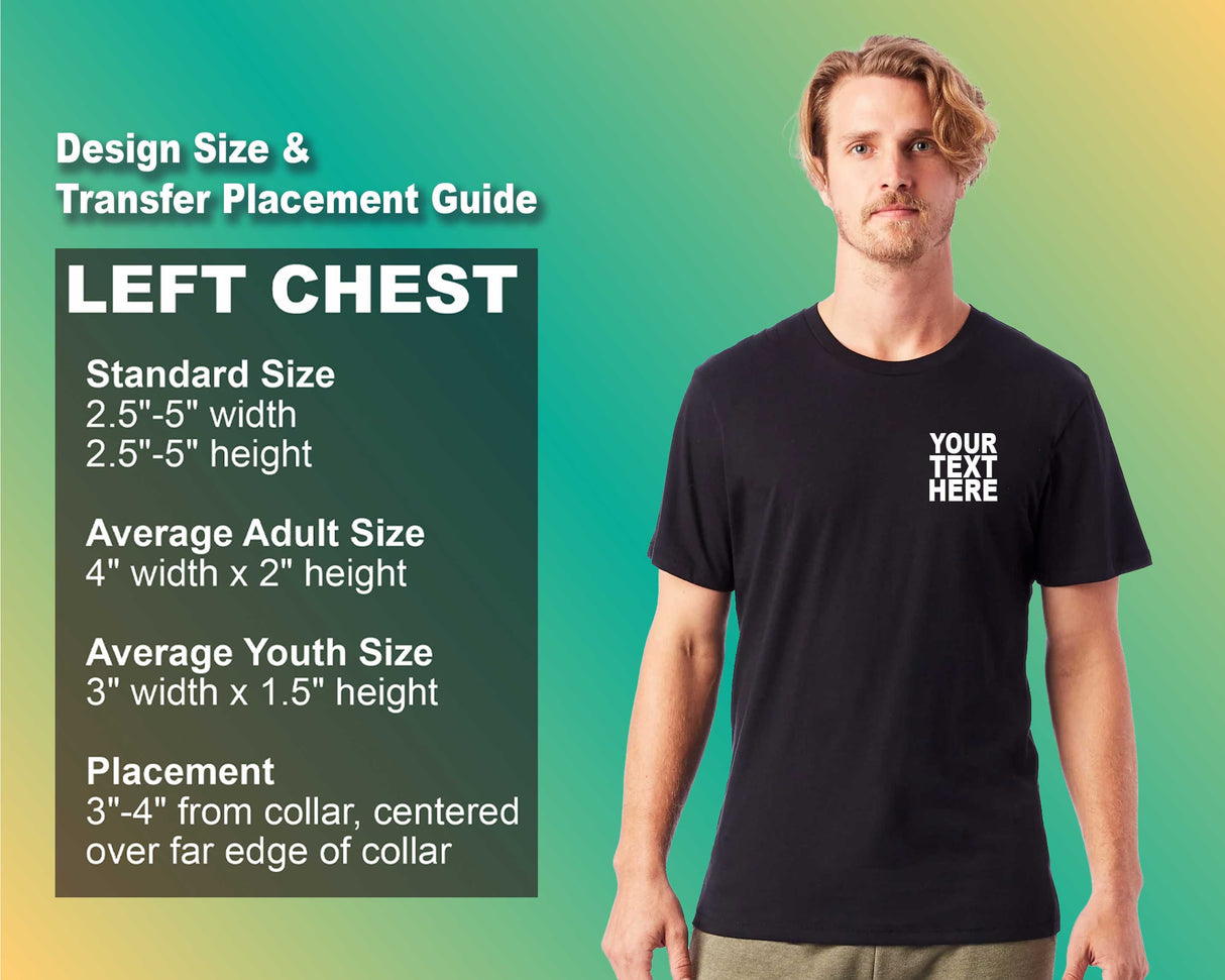 Pack: 12 Fast Photo Print T-Shirts – Custom Image or Text Design (Left Chest - Black)