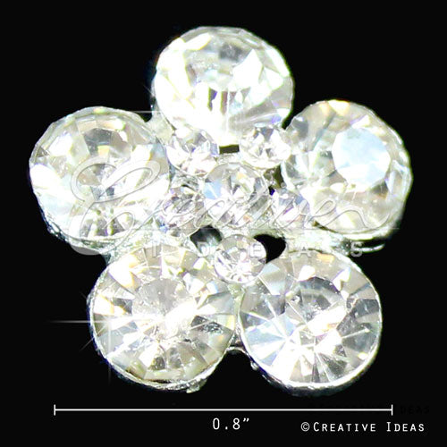 0.8" Daisy Flower Glass Buttons - 10 Pieces Per Pack (Clear)