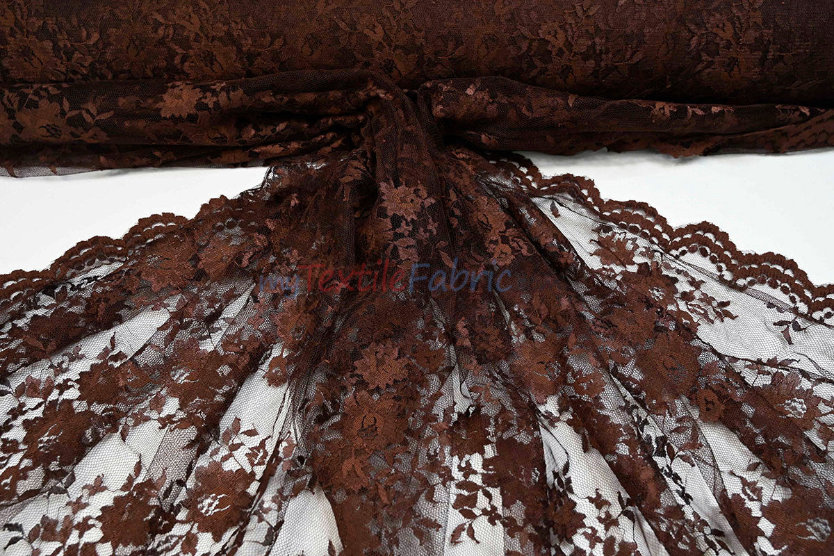 Chantilly Lace Polyester Fabric - Floral Embroidery, Sheer Mesh, 52" Width (1 Yard)