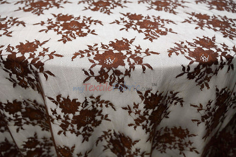 Chantilly Lace Polyester Fabric - Floral Embroidery, Sheer Mesh, 52" Width (1 Yard)