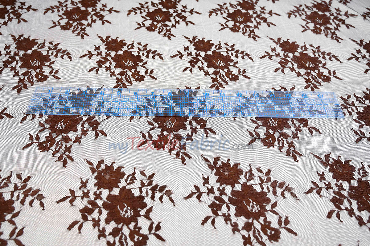 Chantilly Lace Polyester Fabric - Floral Embroidery, Sheer Mesh, 52" Width (1 Yard)