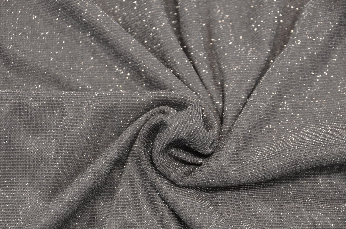 Stretch Glimmer Knit Polyester Spandex Fabric - Metallic Glitter Knit, 56" Width (1 Yard)