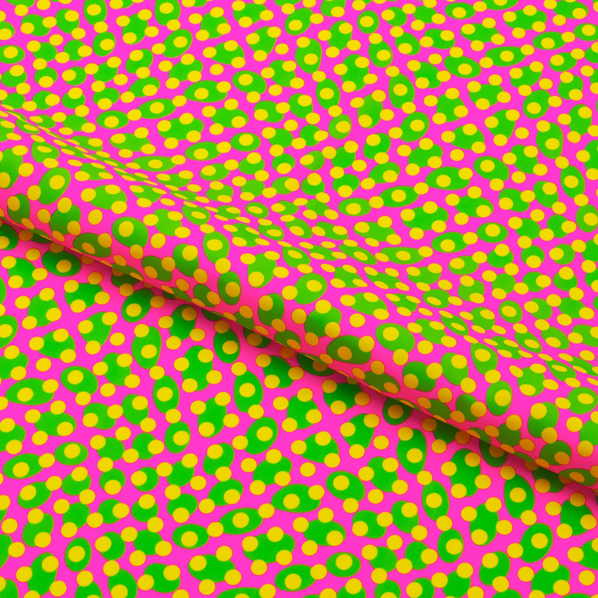 Lava Lamp Dots Nylon Spandex Fabric - Purple/Yellow, 4-Way Stretch, 58/60" Width (1 Yard)