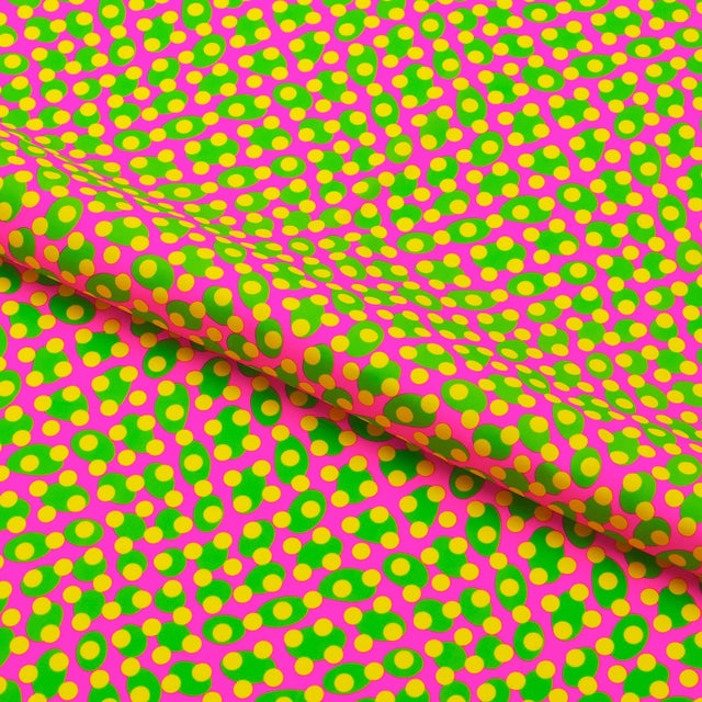 Lava Lamp Dots Nylon Spandex Fabric - Printed, Purple/Yellow, 58/60" Width (1 Yard)