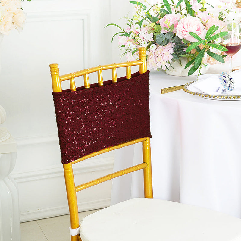 Sequin Spandex Chair Band Sample Burgundy