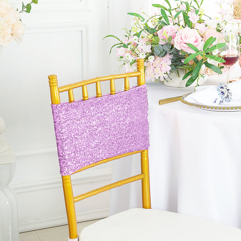 Sequin Spandex Chair Band Sample 7x13 Lavender