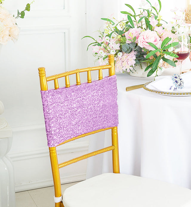 Sequin Spandex Chair Band Sample 7x13 Lavender