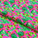 Cactus Leaves Printed Nylon Spandex Fabric - Multicolor Print, 55/56" Width (1 Yard)