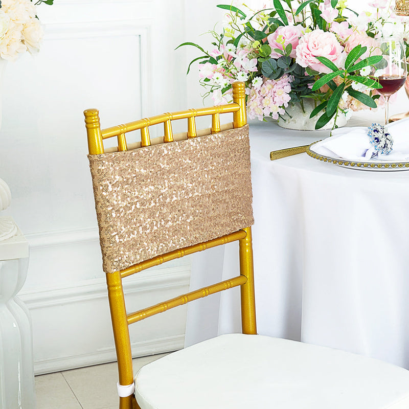 Sequin Spandex Chair Band Sample Champagne