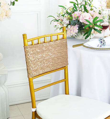 Sequin Spandex Chair Band Sample Champagne
