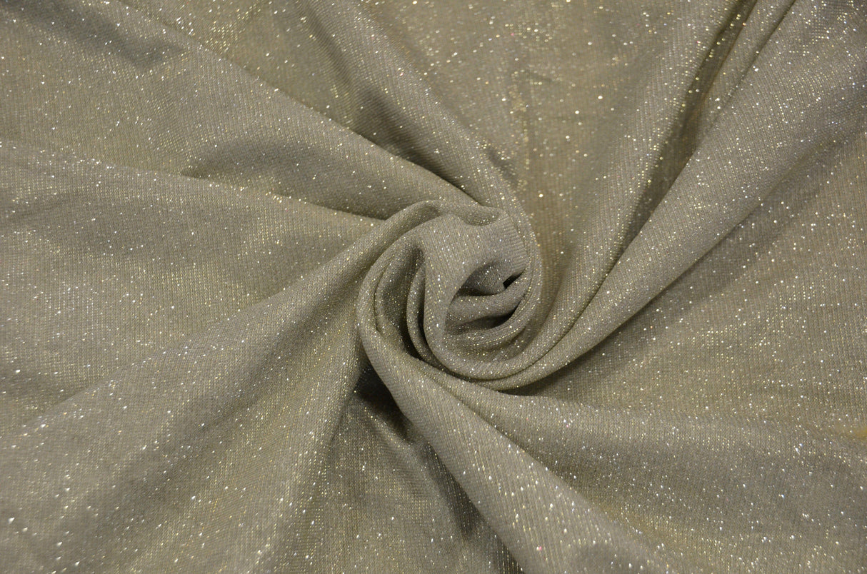Stretch Glimmer Knit Polyester Spandex Fabric - Metallic Glitter Knit, 56" Width (1 Yard)
