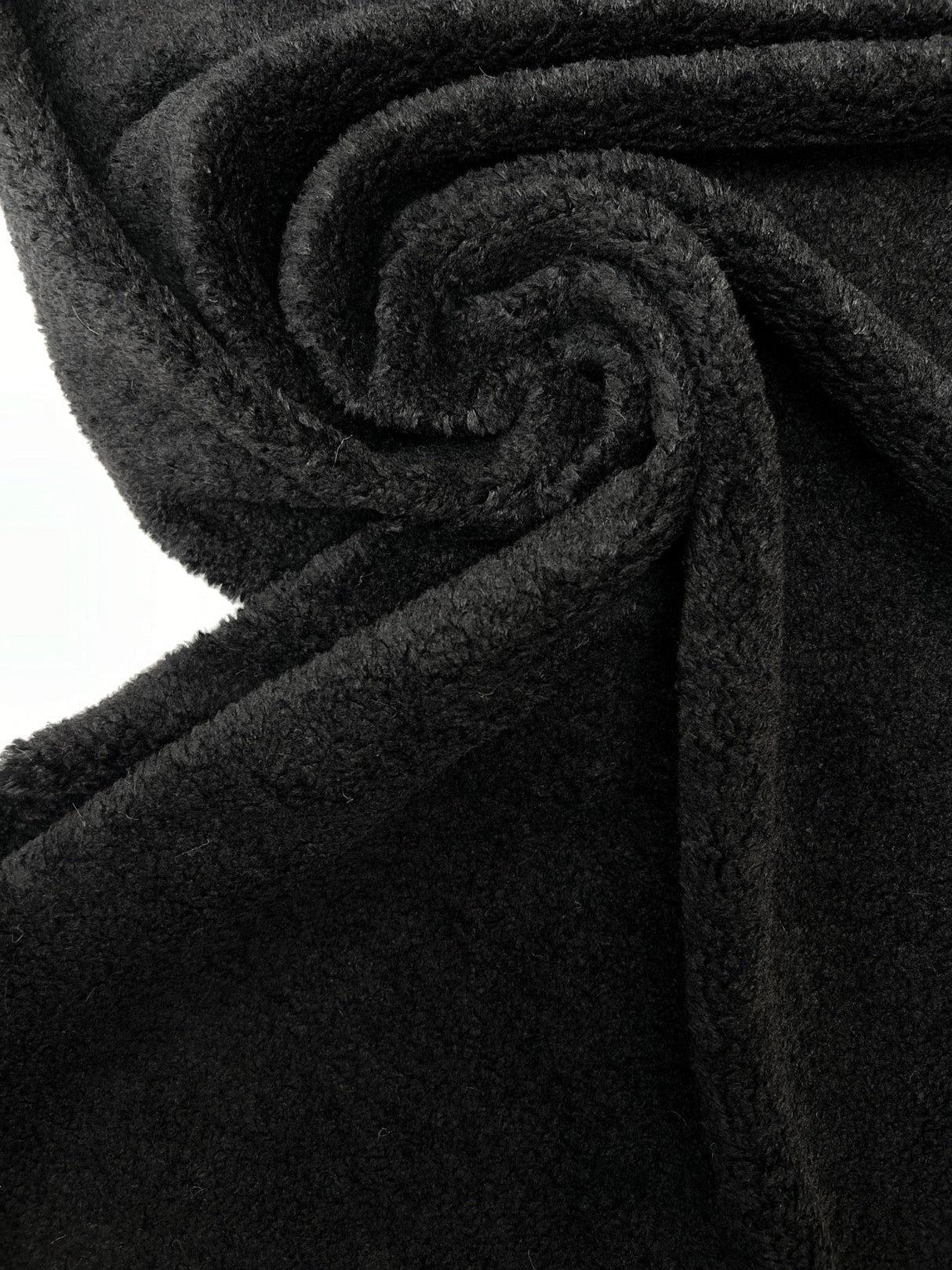 Black Polyamide Polyester Faux Fur