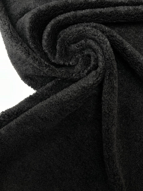Black Polyamide Polyester Faux Fur