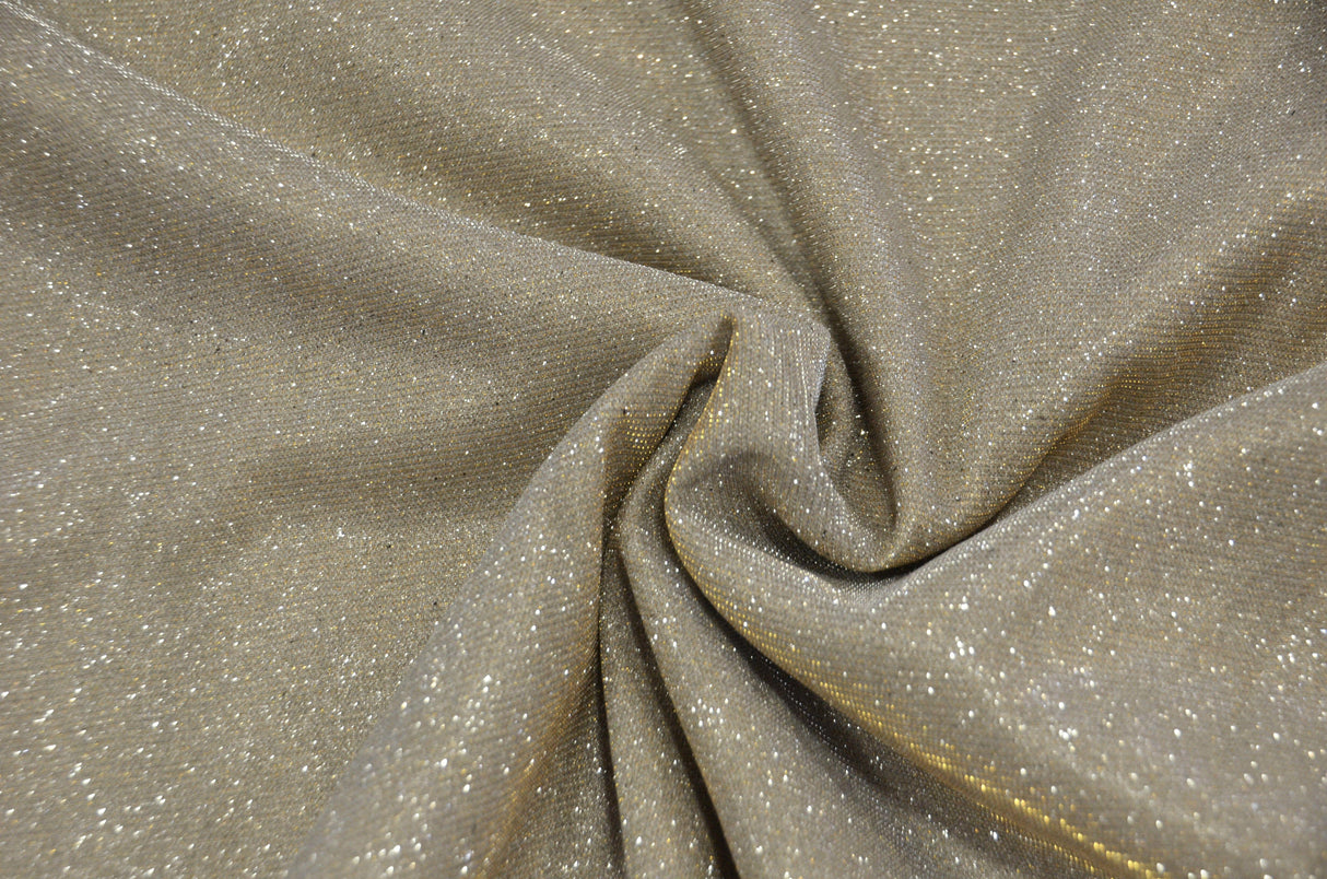 Stretch Glimmer Knit Polyester Spandex Fabric - Metallic Glitter Knit, 56" Width (1 Yard)