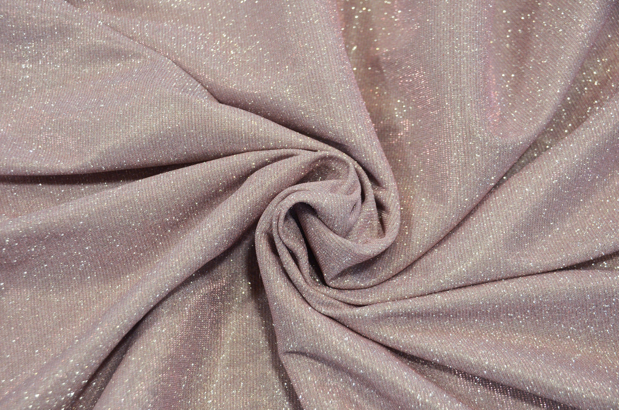 Stretch Glimmer Knit Polyester Spandex Fabric - Metallic Glitter Knit, 56" Width (1 Yard)