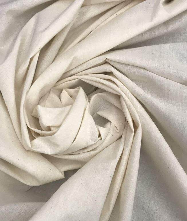 Extra Wide 100% Cotton Muslin Fabric - Unbleached Natural Color, 124" Wide (Yards)