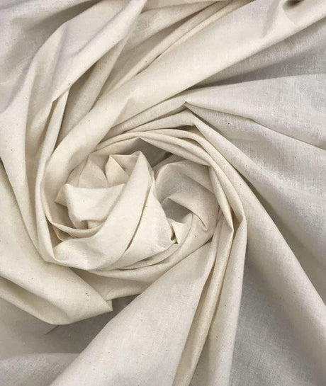 Extra Wide 100% Cotton Muslin Fabric - Unbleached Natural Color, 124" Wide (Yards)