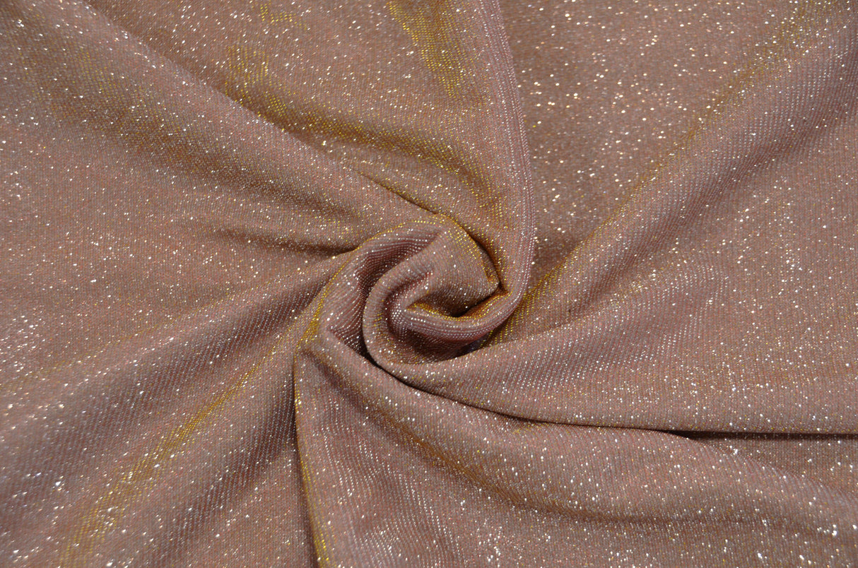 Stretch Glimmer Knit Polyester Spandex Fabric - Metallic Glitter Knit, 56" Width (1 Yard)
