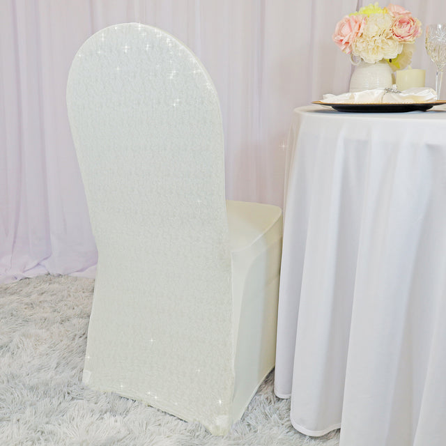 Sequin Spandex Chair Cover Ivory