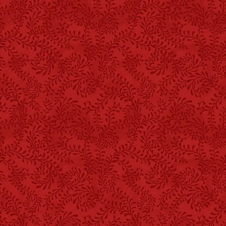 Cotton Wideback Fabric Red Swirling Leaves 108"