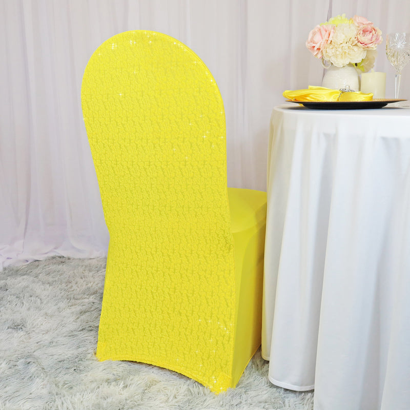 Sequin Spandex Chair Cover Canary Yellow