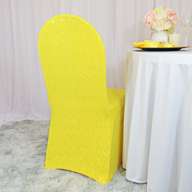 Sequin Spandex Chair Cover Canary Yellow