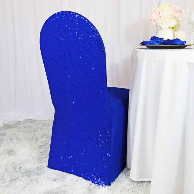 Sequin Spandex Banquet Chair Cover Royal Blue