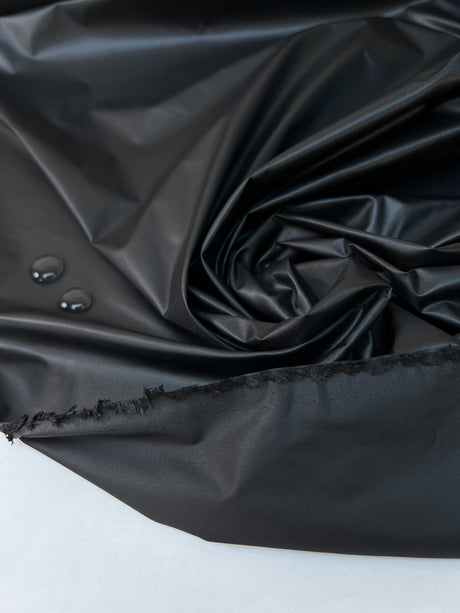 Italian Black Waterproof Polyester Jacket Fabric