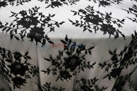 Chantilly Lace Polyester Fabric - Floral Embroidery, Sheer Mesh, 52" Width (1 Yard)