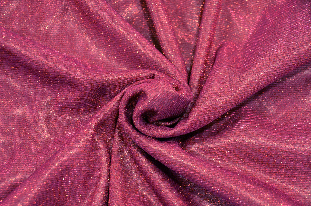 Stretch Glimmer Knit Polyester Spandex Fabric - Metallic Glitter Knit, 56" Width (1 Yard)