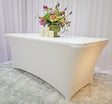 Sequin Spandex Rectangular Table Cover 8 Ft White