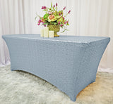 Rectangular Sequin Spandex Table Cover 8 Ft Dusty Blue