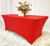 Sequin Spandex Rectangular Table Cover 6 Ft Red