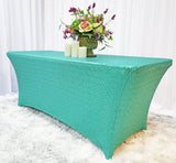 Rectangular Sequin Spandex Table Cover 6 Ft Tiff Blue/Aqua Blue