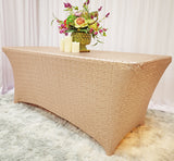 Rectangular Sequin Spandex Table Cover 6 Ft Champagne