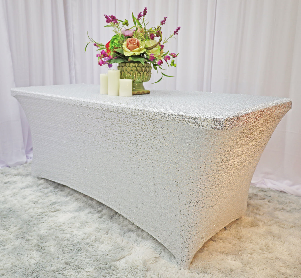 Rectangular Sequin Spandex Table Cover