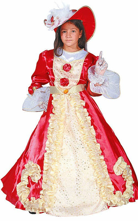 Girls aristocratic noble lady costume with hat and hoop dress