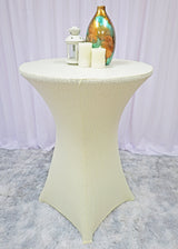 Elegant 30x42 Ivory Cocktail Table Cover – Sparkle Sequin Spandex