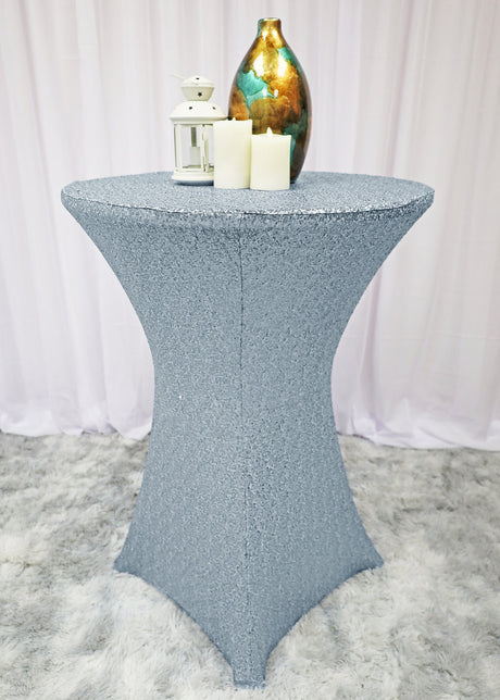 Elegant 30x42 Ivory Cocktail Table Cover – Sparkle Sequin Spandex