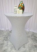 Elegant 30x42 Ivory Cocktail Table Cover – Sparkle Sequin Spandex