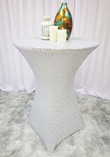 Cocktail Sequin Spandex Table Cover 30x42 Platinum