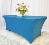 Sequin Spandex Rectangular Table Cover 8 Ft Turquoise