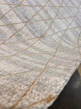 KAI 305 Polyester Fabric - Cream High-Low Texture, Blue Gray Gold-Brown Argyle Design, 5' 3" X 7' 4", 7' 9" X 10' 9", 10' X 13' (1 Unit)