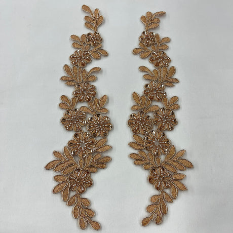 Beaded Corded Floral Lace Applique