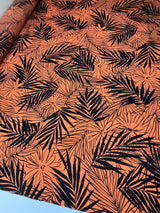 Wool Floral Printed Fabric Orange Black