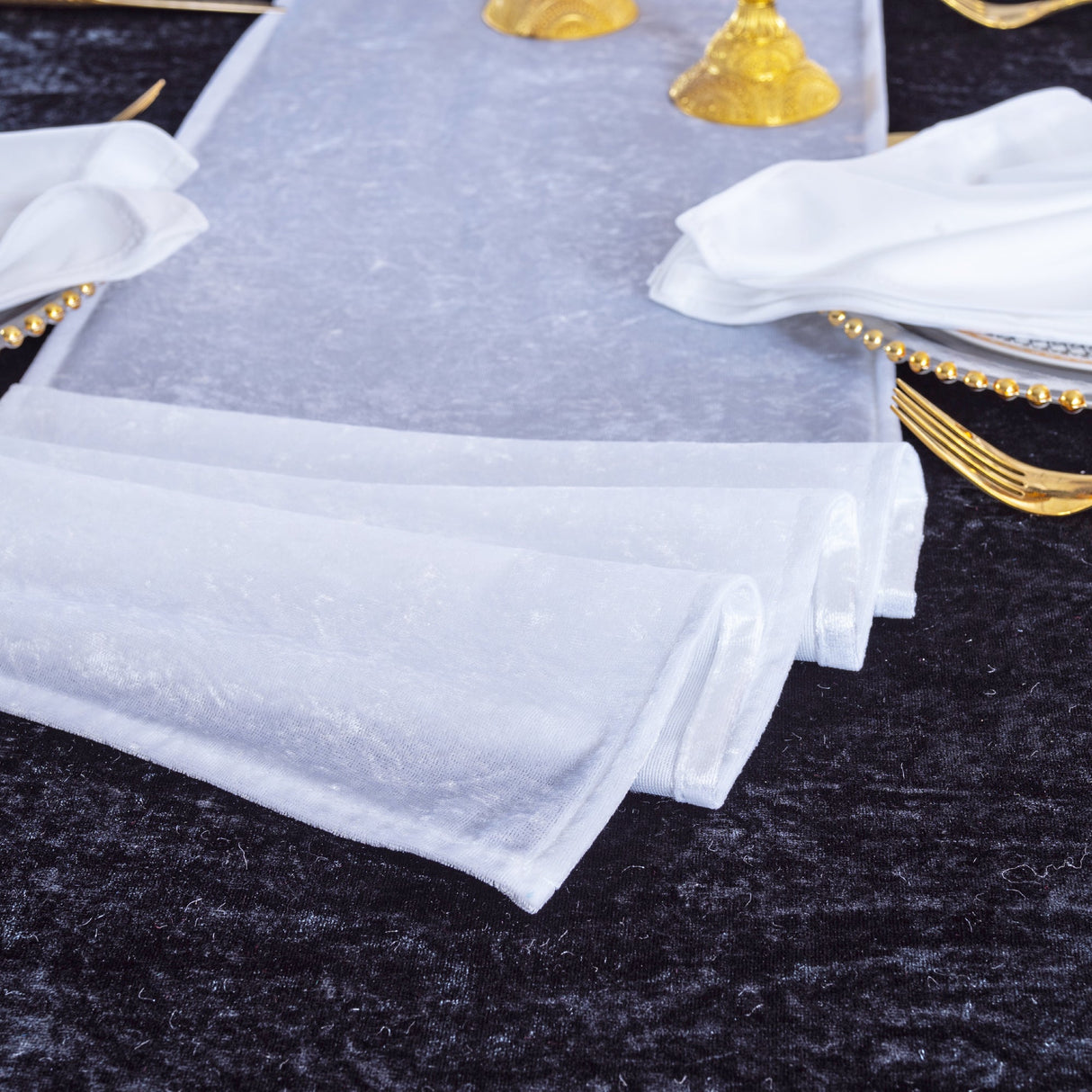 Velvet Table Runner 13x108 White