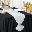 Sequin Taffeta Table Runner 12x108 White