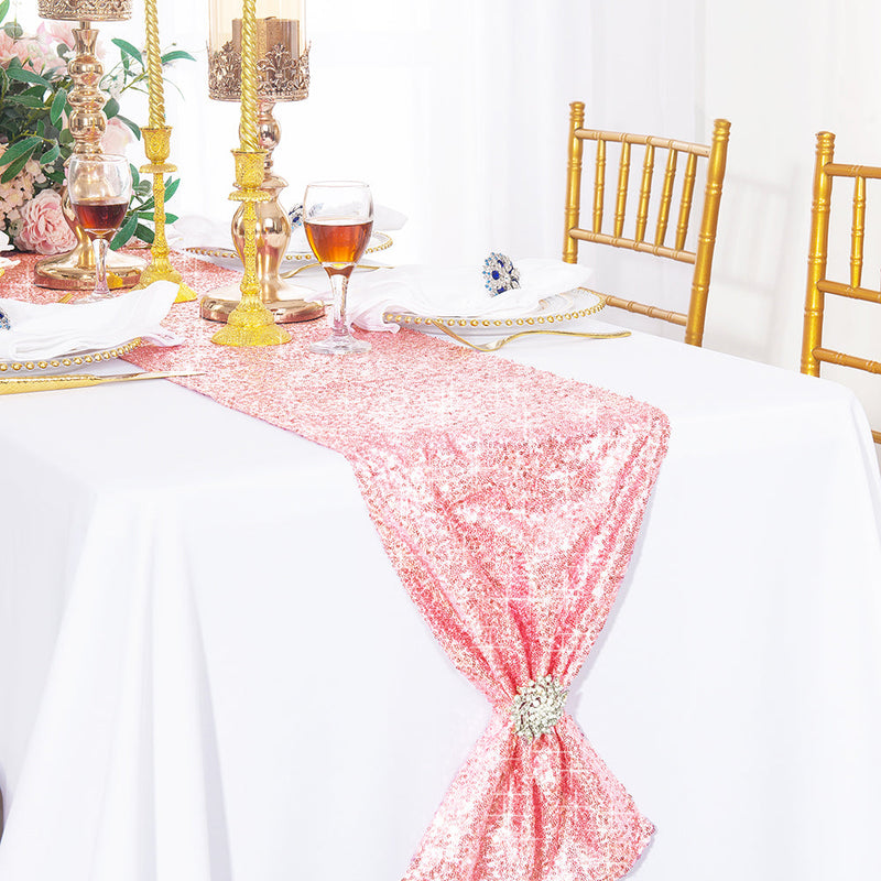 Sequin Taffeta Table Runner 12x108 Pink